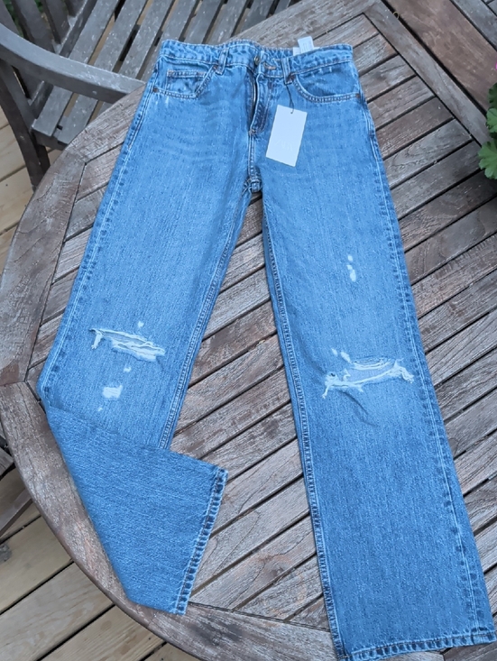 Zara Denim - Zara Light Blue Distressed Wide Leg Jeans